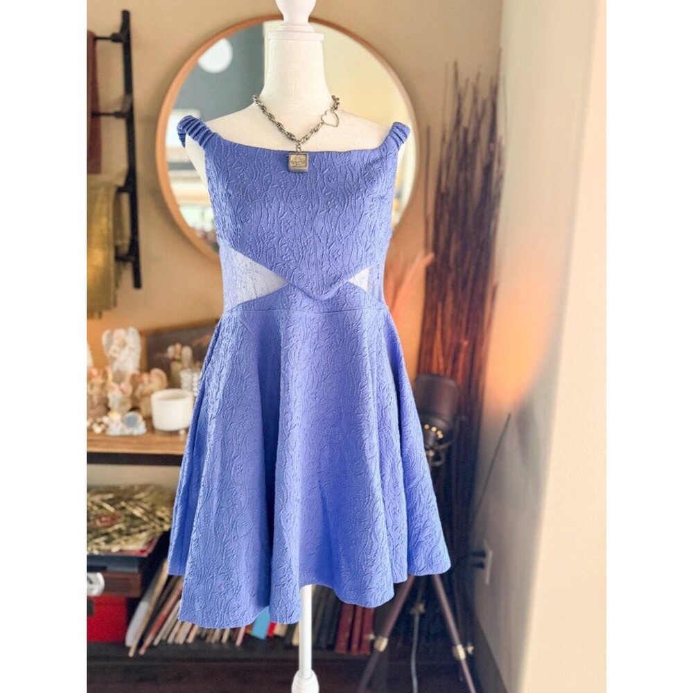 NWT periwinkle blue Free People Brooklyn Mini dress with textured fabric